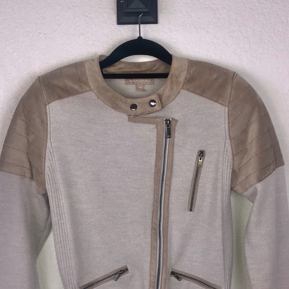 Banana Republic wool suede Moto sweater jacket - Picture 8 of 8